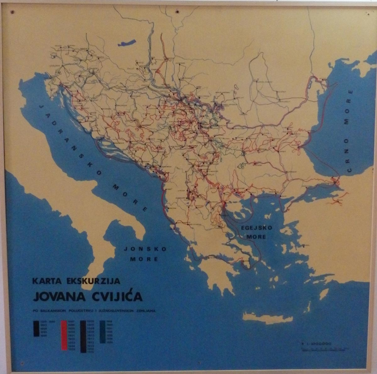 Карта екскурзија Јована Цвијића, Музеј града Београда, ЈЦ